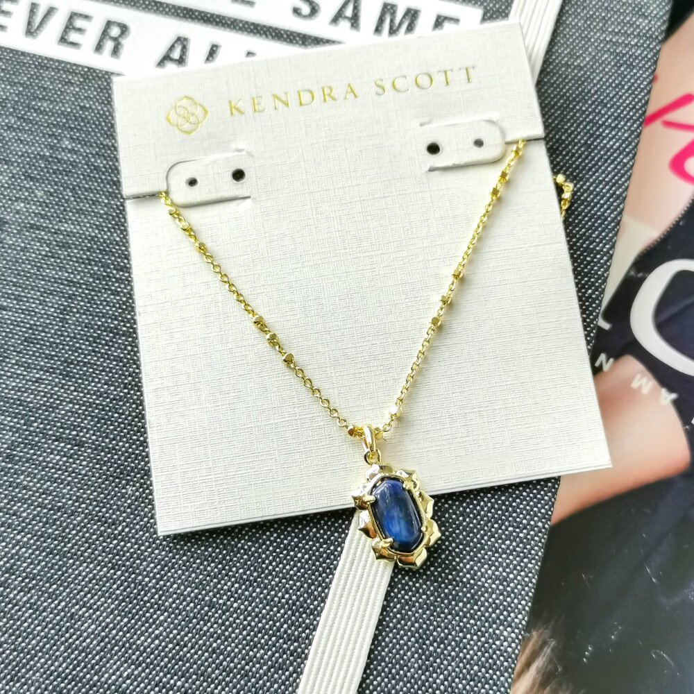 New Gold Kendra Scott Piper Blue Lapis Necklace